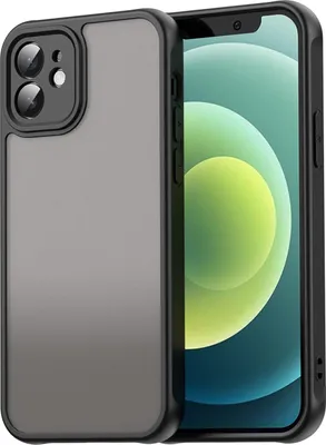 Image de Coque pour iPhone 12, dos mat translucide avec protection de l'appareil photo, coque de protection antichoc Noir