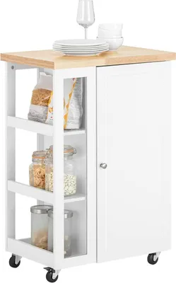 Image de SoBuy Chariot de cuisine Chariot de service Armoire Vaisselle avec 1 porte et 3 étagères