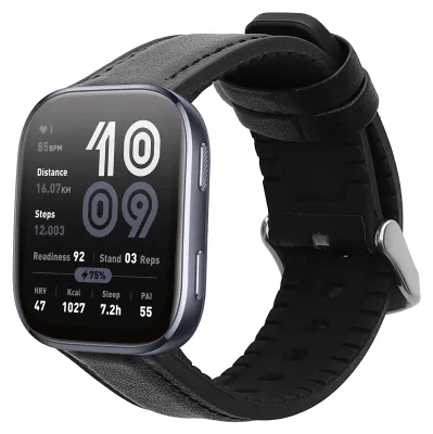 Produktbild von kwmobile Leder Uhrenarmband für 22mm Amazfit Bip 6 / Bip 5 Unity / Bip 5 / GTS 3 / Balance 2 / Helio Strap Armband - Ersatzarmband für Fitnesstracker