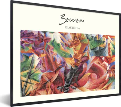 Produktbild von MuchoWow® Gerahmtes Poster Alte Meister - Abstrakt - Boccioni 80x60 cm - Poster mit Schwarzem Bilderrahmen Wandposter Rahmen Foto Bilder - Schwarzem - Mit Gestell