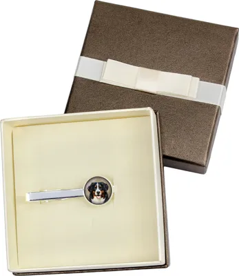 Produktbild von Berner Sennenhund, Dürrbächler, Bouvier bernois - Krawattennadel in der Box, stilvolle Krawatte, personalisierter Schmuck der Marke Art-Dog