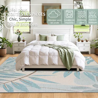 Productafbeelding van Wasbaar vloerkleed, blauw, 160x230 cm, met korte pool, geschikt voor de woonkamer
