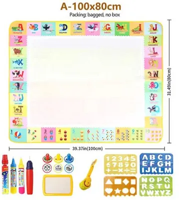 Image de Kit d'aquarelle 80 x 100 cm avec pinceaux réutilisables pour l'apprentissage sur tableau Montessori, jouet éducatif pour enfants