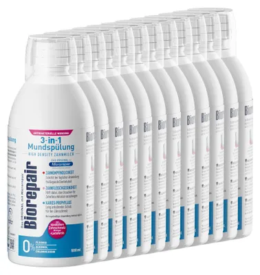 Produktbild von Biorepair 3-in-1 Mundspülung 12x500 ml – Fluoridfrei, KI-generiertes Bild