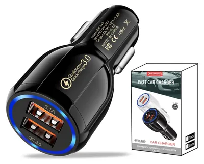 Productafbeelding van USB-autolader met sigarettenplug, USB-poorten, snellaadfunctie