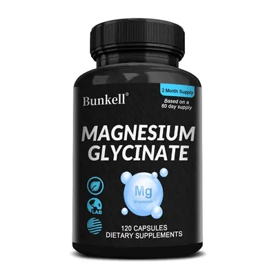 Image de Magnesium Glycinate 1040mg (120 capsules) Complément alimentaire, cerveau, système nerveux, cœur, circulation, santé, articulations, muscles, sommeil