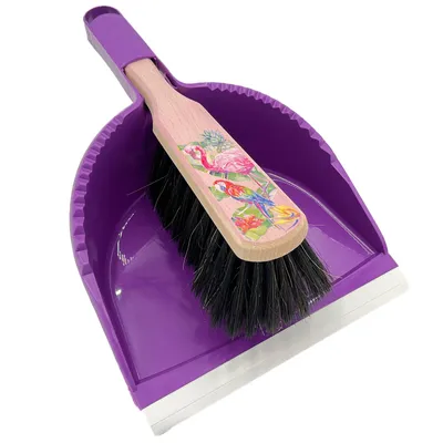 Produktbild von Kehrsets-Kehrgarnitur-Kehrset-mit-Holzbesen-und-Kunststoffschaufel-Flamingo-Design