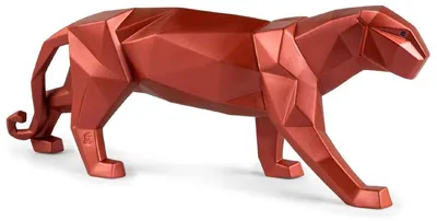 Obrázek produktu pro Casa Padrino porcelánová soška pantera červená metalická 50 x 12 x v. 19 cm - Ručně vyráběná dekorativní figurka z nejkvalitnějšího španělského porcelánu - dekorativní doplňky
