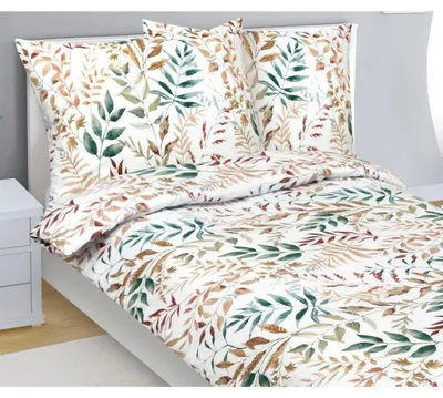 Obrázek produktu pro Bavlněné povlečení - 140x220 cm. 70x90 - béžová,zelená,bílá