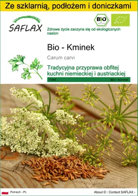 Zdjęcie produktu dla SAFLAX - Zestaw do uprawy - Bio - Kminek - 800 Nasiona - Z mini szklarnią, podłożem uprawowym i 2 doniczkami - Carum carvi