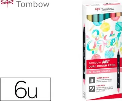 Obrázok produktu pre Tombow ABT-6C-4Tombow ABT Dual Brush Pen sada 6 ks, cukríkové farby, kartónové balenie