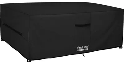 Image de Housse de protection pour mobilier de jardin, imperméable, résistante au vent et aux UV, dimensions 125x63x74 cm, couleur noire, tissu Oxford