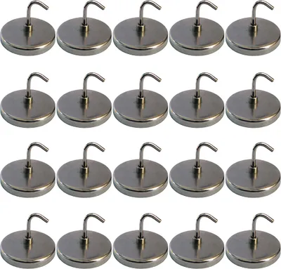 Produktbild von 20 x Magnetische Haken Schlüsselanhänger Schraubhaken Winkelhaken ø 35 mm