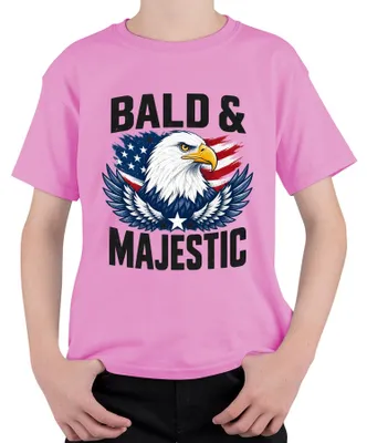 Produktbild von Bald And Majestic Adler USA Flagge American Weißkopfseeadler Kinder T-Shirt, Pink, 104
