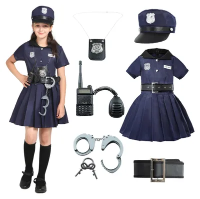 Produktbild von Polizei Kostüm 6-8 Jahre, Polizei Uniform Outfit, für Halloween