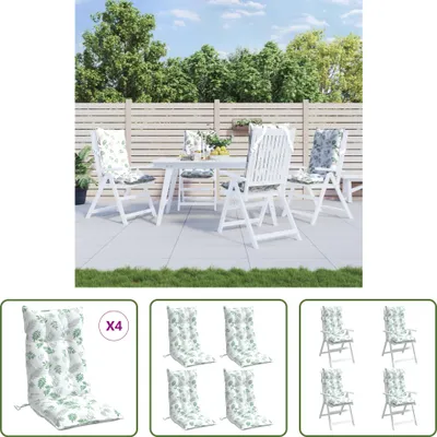 Produktbild von The Living Store Hochlehner-Auflagen 4 Stk. Blattmuster Oxford-Gewebe