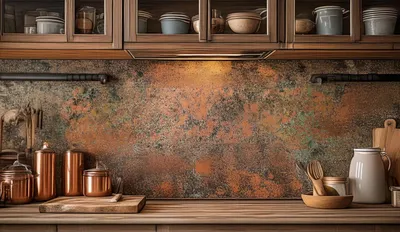 Zdjęcie produktu dla CopperAndCraft, ręcznie robiony miedziany panel ścienny do kuchni 80x40 cm, metalowa artystyczna dekoracja na ścianę, panel dekoracyjny nad blat