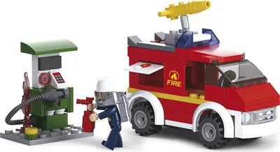 Produktbild von Sluban 0623 - Feuerwehr Einsatzfahrzeug und Tanksäule -