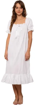 Produktbild von Nachthemd Baumwolle Atmungsaktiv - Kurze/Lange Ärmel - Prinzessinnen Stil - Spitze/Rüsche Saum - Bequeme Pyjama - Süßer Hofstil