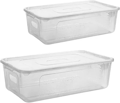 Produktbild von 2er Set Aufbewahrungsboxen mit Deckel Plastikbox 5L transparent mit Griffen