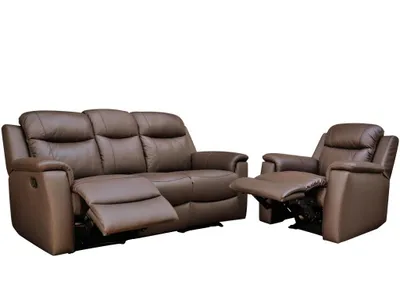 Produktbild von 3-Sitzer Sofa und Sessel mit Relaxfunktion EVASION - braun