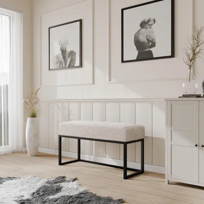 Produktbild von Moder Moderne gepolsterte Sitzbank mit stabilem Metallgestell - ideal für Flur, Schlafzimmer, Wohnzimmer oder Ankleidezimmer. SCHWARZ/ARENA Moder Moderne gepolsterte Sitzbank mit stabilem Metallgestell – ideal für Flur, Schlafzimmer, Wohnzimmer oder Ankleidezimmer. 100 CM