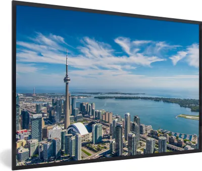 Produktbild von MuchoWow® Gerahmtes Poster Luftaufnahme von Toronto mit Blick auf den Ontariosee in Kanada 90x60 cm - Poster mit Schwarzem Bilderrahmen Wandposter Rahmen Foto Bilder - Fotorahmen - Foto-Plakat