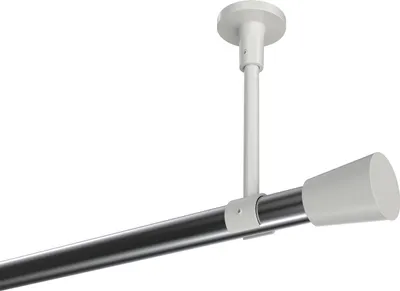 Produktbild von Interdeco Gardinenstange / Vorhangstange Chrom / Weiß, Typ Sonette Sitra (Konus) ohne Ringe, Deckenmontage, 20 mm Ø 1-läufig, 180 cm