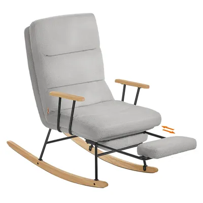 Produktbild von SONGMICS HOME Schaukelstuhl, Füße aus Kautschukholz, Schaukelsessel, Fleece Oberfläche