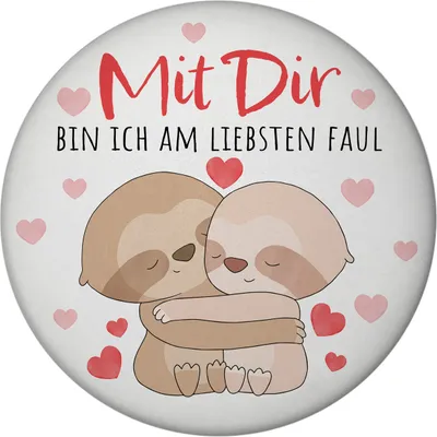 Produktbild von Faultier Paar Magnet rund rund mit Spruch Mit dir bin ich am liebsten faul