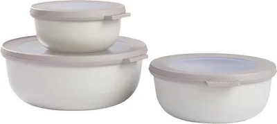 Image de Lot de 3 bacs de rangement Multikom Cirqula, blanc nordique, avec couvercle