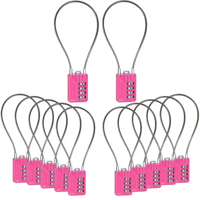 Immagine prodotto di Lucchetto numerico a 4 cifre, con funzione di reset, cavo in acciaio extra lungo da 32 cm, colore rosa. Lucchetto multifunzione, ideale per palestre, armadietti, valigie, zaini