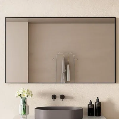Produktbild von Schwarz Wandspiegel 70x120cm Spiegel mit Schwarz Rahmen, Groß Rechteckiger Wandspiegel mit Metallrahmen Schminkspiegel für Wohnzimmer, Ankleidezimmer, Schlafzimmer, Badezimmer, Flur