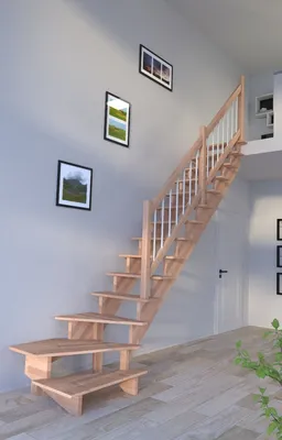 Produktbild von Holztreppe Lindos (Buche) in  1/4 gewendelter Ausführung rechts-100 cm-Holz-Edelstahl Geländer weiß-ohne Setzstufen