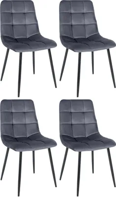 Produktbild von 4er Set Esszimmerstuhl Tilde Samt dunkelgrau