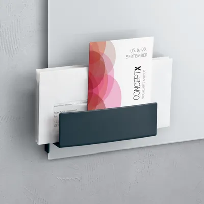Produktbild von SIGEL GL803 Ablagefach, anthrazit, inklusive magnetischem Clip zur Anbringung an Glas-Magnettafeln / Magnetboards