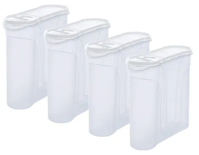 Produktbild von Novaliv Schüttdosen 4 STÜCK Vorratsdose zum Streuen 4 Liter - Maße (LxBxH): 25,5 x 25,5 x 10 cm - Dose mit Deckel 4l für Müsli Mehl Zucker Dosen Küchen Organizer Food Box Meal-Prep-Boxen