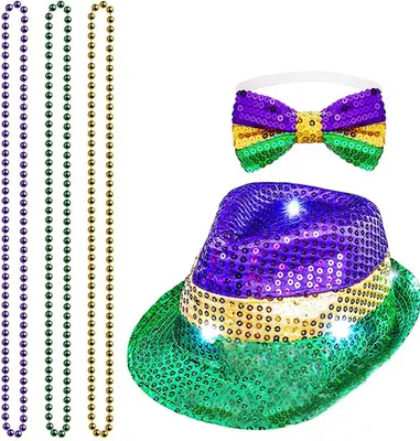 Immagine prodotto di Set di costumi di carnevale - 3 pezzi, tricolore, 21MDSET131, Con cappello e papillon - Per carnevale, feste a tema e festival