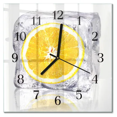 Immagine prodotto di Orologio da parete Tulup Glasuhr, orologio da cucina, vetro vero, 30x30 cm, design moderno e decorativo, silenzioso, con lancette nere - colore arancione ghiaccio