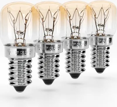 Produktbild von ABSINA 4x Backofen Glühbirne 15W E14 - Backofenlampe bis 300 Grad hitzebeständig für Mikrowelle & Salzlampe - Backofen Lampe