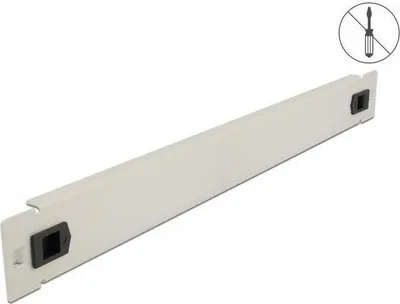 Produktbild von DeLOCK 19″ Netzwerkschrank Blindabdeckung werkzeugfrei 1 HE grau, Blindverschlussplatte, Metall, Schwarz, Grau