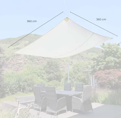 Produktbild von GO-DE Textil, Sonnensegel Quadrat, Einzelset, Farbe: beige, Maße ca.: 360 cm x 360 cm