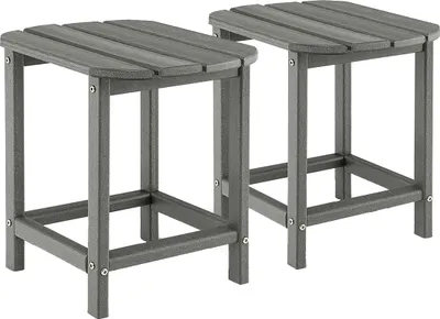 Image de Ensemble de 2 tables d'appoint d'extérieur en PEHD, grises et résistantes aux intempéries