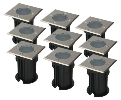 Image de HOFTRONIC - Spot LED au sol Ramsay carré dimmable IP67 inox set de 9