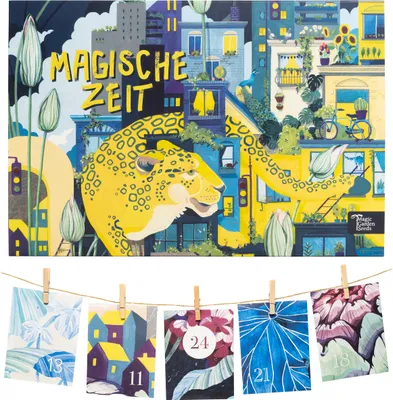 Produktbild von Magische Zeit - Bio-Saatgut-Adventskalender - Urbanes Gartenglück- 24 Adventskalendertütchen aus Papier befüllt mit Bio-Gemüsesamentütchen, einigen Kräutersamen und Blumensamen