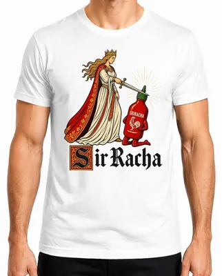 Obrázek produktu pro Pánské tričko "Sir Racha Scharfe Sauce Ritter Mittelalter", bílé, velikost XL