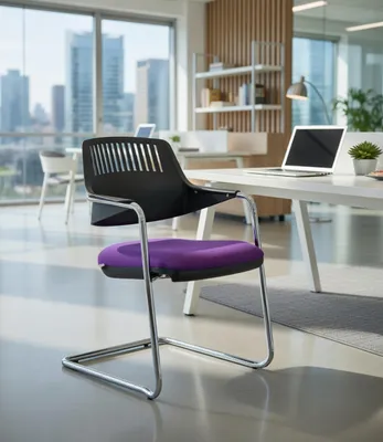 Obrázok produktu pre Kancelárska stolička fialovej farby s ergonomickou opierkou chrbta a kovovým rámom