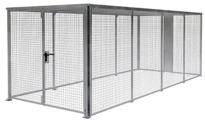 Produktbild von Drahtgitter-Lagerbox, abschließbares Doppelflügeltor, Baukastensystem, BxTxH 2450x5885x2100 mm, feuerverzinkt