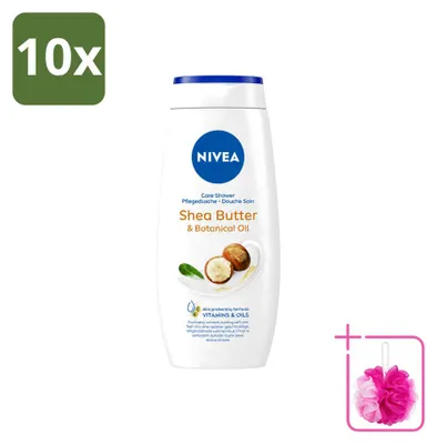 Obrázok produktu pre 10 kusov gélového sprchovania Nivea s bambuckým maslom a rastlinnými olejmi - 250 ml - balenie 10 kusov