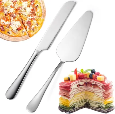 Produktbild von Hochzeitstortenmesser und Server-Set Silber, Hochwertiger Edelstahl Tortenheber, Gezackte kuchenschaufel für Hochzeit, Geburtstag, Partys, Brautparty